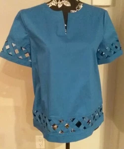 Brooks Brothers Women's Royal Blue Tunic Shirt Top Size S Short Sleeve - Picture 1 of 5