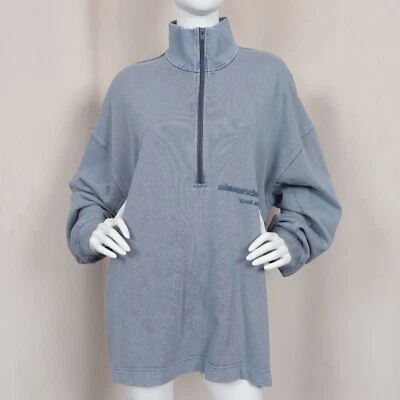 ALEXANDER WANG Half Zip Sweatshirt In Japanese Jersey In Blue Size XXS - Image 1 of 4