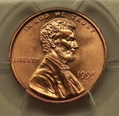 1995 D Lincoln Cent PCGS MS65+RD Free Shipping - Image 1 of 4