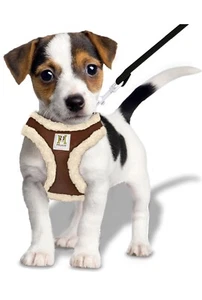 NEW Pugz  Faux Suede With Sherpa Adjustable Dog Harness Size Large - Picture 1 of 12