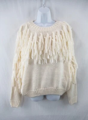 NWT Boohoo Women's Cream Tassel Pullover  Sweater Size S/M #A750 - Image 1 of 4