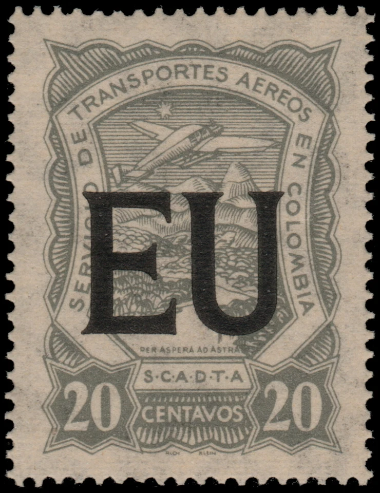 ✔️ COLÔMBIA SCADTA 1923 - AVIÃO CONSULAR EUA - SC. CLEU53 ** MNH [1SCLA591] - Imagem 1 de 1