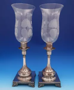 Muschel von unbekannt versilbertes Glas Windlicht Lampe Kerzenständer Paar (#8299) - Bild 1 von 23