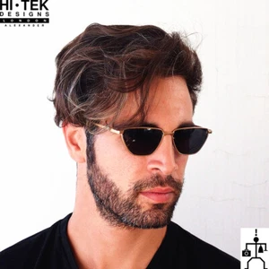 Gafas de sol cuadradas Hi Tek doradas gafas retro góticas unisex marco óptico - Imagen 1 de 3