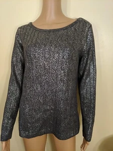 Rafaella Size Large Silver Metallic Pullover - Picture 1 of 6