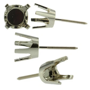 14k Weißgold Rund Ohrstecker Montage Einstellung Schraube Rückpfosten 4 Zinken - Bild 1 von 28