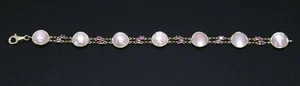 Solid 10k Yellow Gold & Round MOP Mother of Pearl Bracelet 7" (8.1g) - Picture 1 of 7