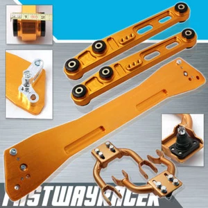 EG DC2 Gold Rear Subframe Brace + Front Upper Control Arm Arms Lower Control Arm - Picture 1 of 1