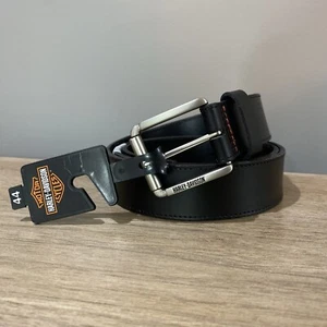 Harley-Davidson Black Sz 44 MOD CORE Bar & Shield BMM010 Genuine Leather Belt - Picture 1 of 11