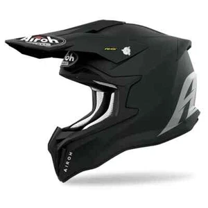 Airoh Strycker Off Road Motorcycle Motocross Quad ATV Plain Black Matt MX Helmet - Picture 1 of 11