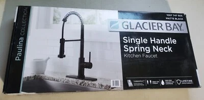 Glacier Bay 1 alça mola pescoço puxador para baixo pulverizador torneira de cozinha preto fosco - Imagem 1 de 4