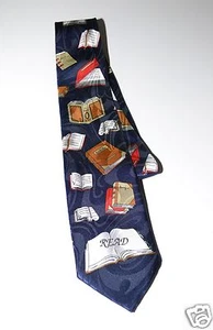FINE MEN'S TIE HAND MADE by FRATELLO "READ BOOKS" VERY RARE ART TIE - Picture 1 of 2