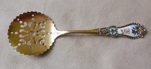 Victorian Sterling Silver & Enamel Serving Spoon by Fessenden Cover