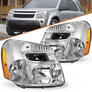 2Pcs Headlights For 2005-2009 Chevy Equinox Chrome Housing Headlamp 05-09 Pair - Picture 1 of 6