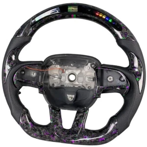 LED Forged Carbon Fiber Steering Wheel For Dodge Challenger Hellcat Charger SRT - Bild 1 von 6