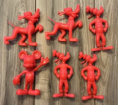 Lote De 6 Figuras De Juguete Rojo Plástico Mickey De Colección Años 70 Louis Marx Walt Disney Foto 1 de 4