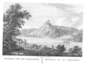 Braubach Marksburg Rhein Grabado En Cobre Roux - Imagen 1 de 1