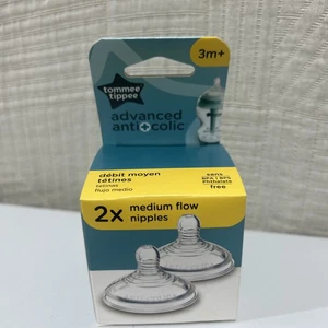 NEW Tommee Tippee 3m+ Advanced Anti-Colic 2x Medium Flow Nipples - Picture 1 of 5