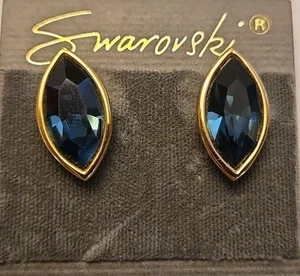 Pendientes Swarovski vintage azul zafiro simulado - Imagen 1 de 6