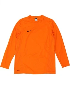 NIKE Mens Dri Fit Top Long Sleeve Large Orange Polyester DL50 - Picture 1 of 4