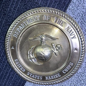 Department Of The Navy United States Marine Corps Brass Wall Plaque Plate 10.5" - Picture 1 of 4
