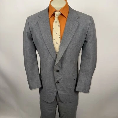Vintage 60s Mens Suit 44 Short Jacket Coat 40 26 Pants Madmen Rat Pack MCM 1960s - Image 1 of 4