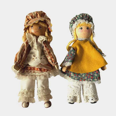 Lote 2 Pin Ropa Madera Hecha a Mano Vintage Muñeca Pin Madera Muñecas 8.5" Foto 1 de 4