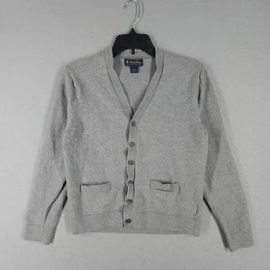 Brooks Brothers Cardigan Sweater Womens Large Gray Itlalian Merino Wool V Neck - Picture 1 of 8