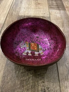 Lunar Thailand Acrylic Bowl Elephant 5.5 in x 2.25 in Pink & Brown - Picture 1 of 4