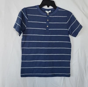 NWT Scene & Heard Boys Blue Short Sleeve Striped Button Henley Shirt Size 14/16 - Picture 1 of 5