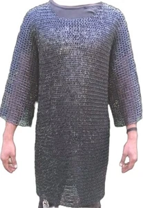 Medieval chainmail shirt riveted Flat Ring Dome Riveted Chainmail Armour - Imagen 1 de 6
