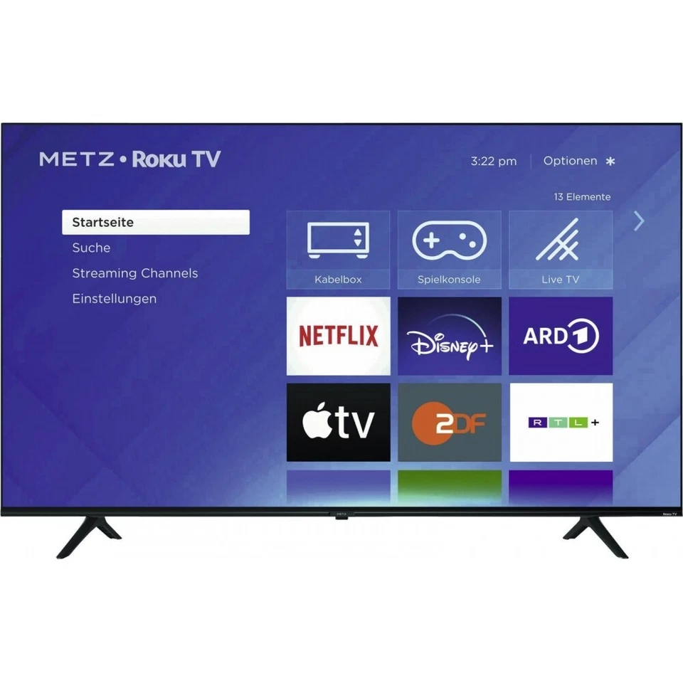 Metz Blue Roku TV Fernseher 55MUD6001Y 55 Zoll UHD 4K Smart TV LED Triple Tuner