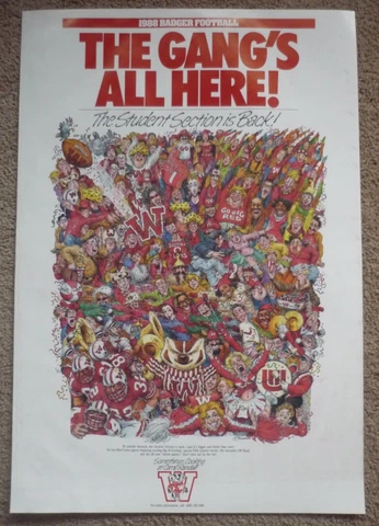 1988 Wisconsin Badgers Football The Gangs All Here Student Section Poster 25x17" Cover
