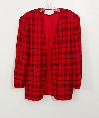Chaqueta Blazer JNY Cuadros Vintage 12 | L Roja Negra Carrera Preppy Oficina Y2K Años 90 Foto 1 de 4