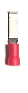 100pc Insulated LIPPED Flat Blade Crimp Terminals Connectors 22-18 GA 4.6mm RED - Picture 1 of 2