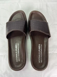 Womens Donald J pilner Slides Sandals Brown Croc Shoes Italy Size 8 - Picture 1 of 7