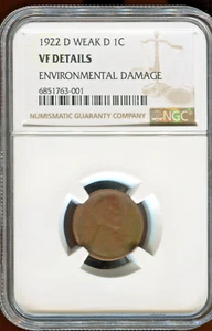 1922-D Weak D NGC VF Details Lincoln Wheat Cent Semi-Key Date | Free Shipping - Picture 1 of 5
