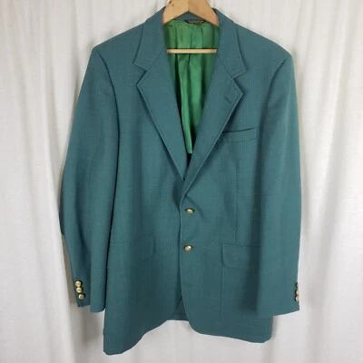 Abrigo Blazer Chaqueta De Colección Palm Beach Turquesa Verde Azulado Tejido Deportivo Para Hombres 44 Mediados de Siglo Foto 1 de 4