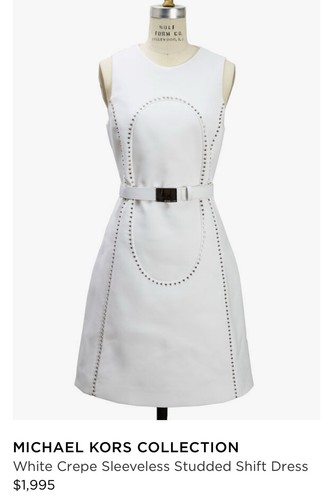 Abito a tubino Michael Kors Collection bianco crepe senza maniche borchie $1.995 taglia 6