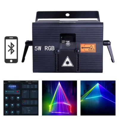 Apple Android App Edit 5W RGB iLDA DMX Animation Stage Projector Laser Lighting - Image 1 of 4