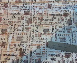 COFFEE DAN MORRIS DESIGN 100% COTTON FABRIC BTY - Bild 1 von 1