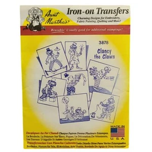 Aunt Martha's Clancy the Clown Iron-on Transfer Pattern #3878 Embroidery NEW - Picture 1 of 2