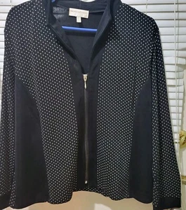 Draper's & Damon’s Petite Womens Black Tan Polka Dot Jacket Long Sleeve Size PXL - Picture 1 of 5