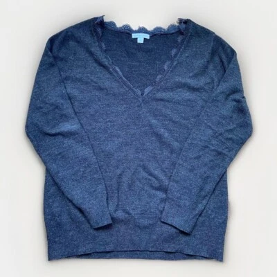 Suéter New York & Co de encaje con cuello en V para mujer XL gris carbón femenino clásico Foto 1 de 4