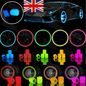 16Pcs Universal Glowing in Dark Fluorescent Car Tire Valve Caps Cover Access UK - Picture 1 of 17
