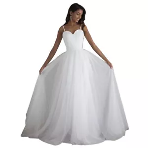 2023 Bride Wedding Dress Women Strap Zipper Bridal Gown Lady Princess Frocks - Picture 1 of 6