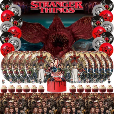 Strange Thing Kids Party Decorations Set Plates Balloons Banner Cake Toppers - Image 1 of 4