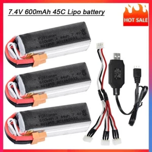 7.4V 600mAh 45C Lipo Battery XT30 Plug for Wltyos XK K130 RC Helicopter RC Drone - Bild 1 von 3