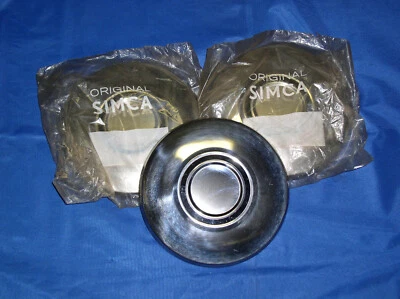 3 original Simca 1000 / 1301 Spezial Chrom Radkappen Ø 220mm Chrome Hub Caps  - Bild 1 von 4