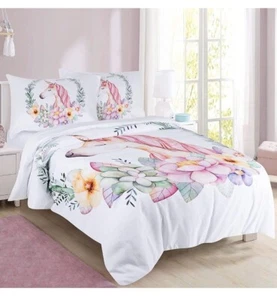 NEW Urbane Linen Unicorn Bedding Duvet Set Girls 3 Piece Twin Size - Picture 1 of 1